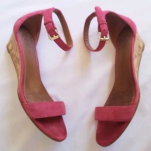 🌸Tory Burch | Berry Suede Leather Wedge Sa